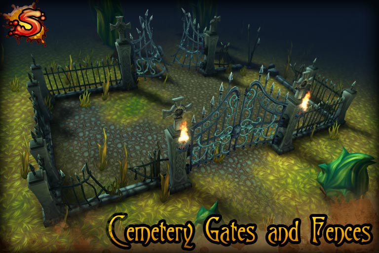 spooky cemetery bundle gates and fences beauty shot unity 3d sauce